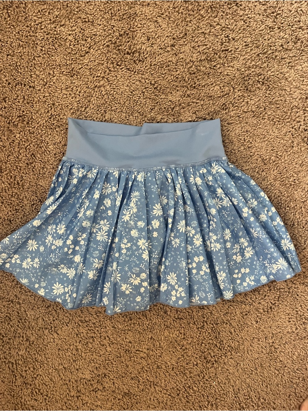Altar'd State Blue Floral Circle Skirt with Wide Waistband